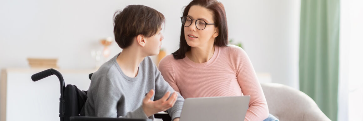 Mom talking to son, supportive mother and teen conversation during puberty.