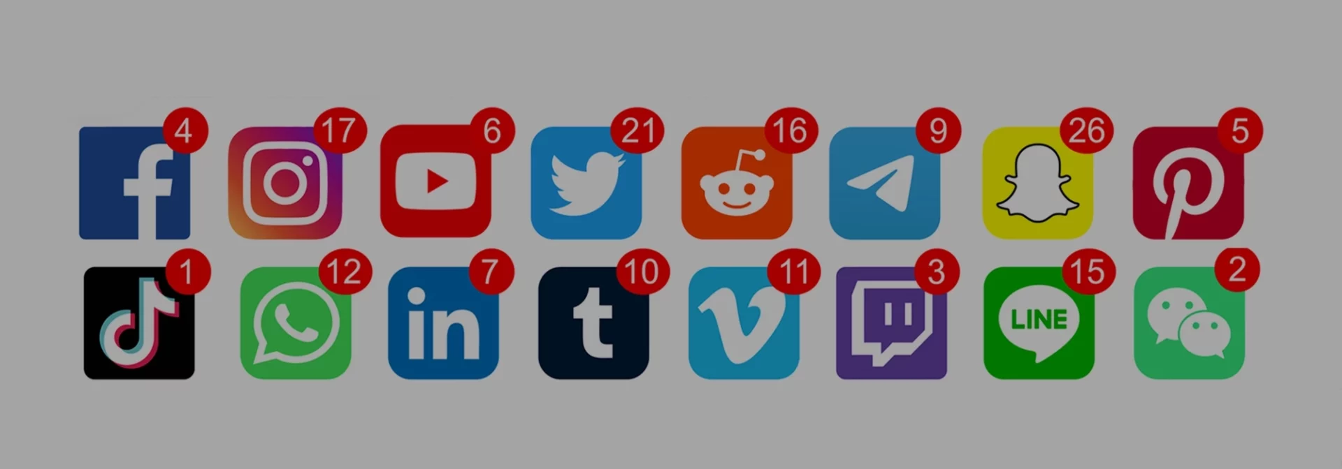 social media icons with notifications